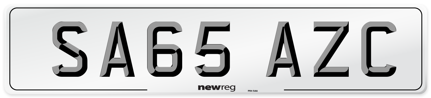 SA65 AZC Number Plate from New Reg